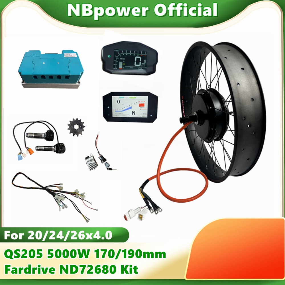 72V 5000W Hub Motor Kit - NBpower QS205 72V 5000W 170/190mm ドロップアウト電動ファットバイク