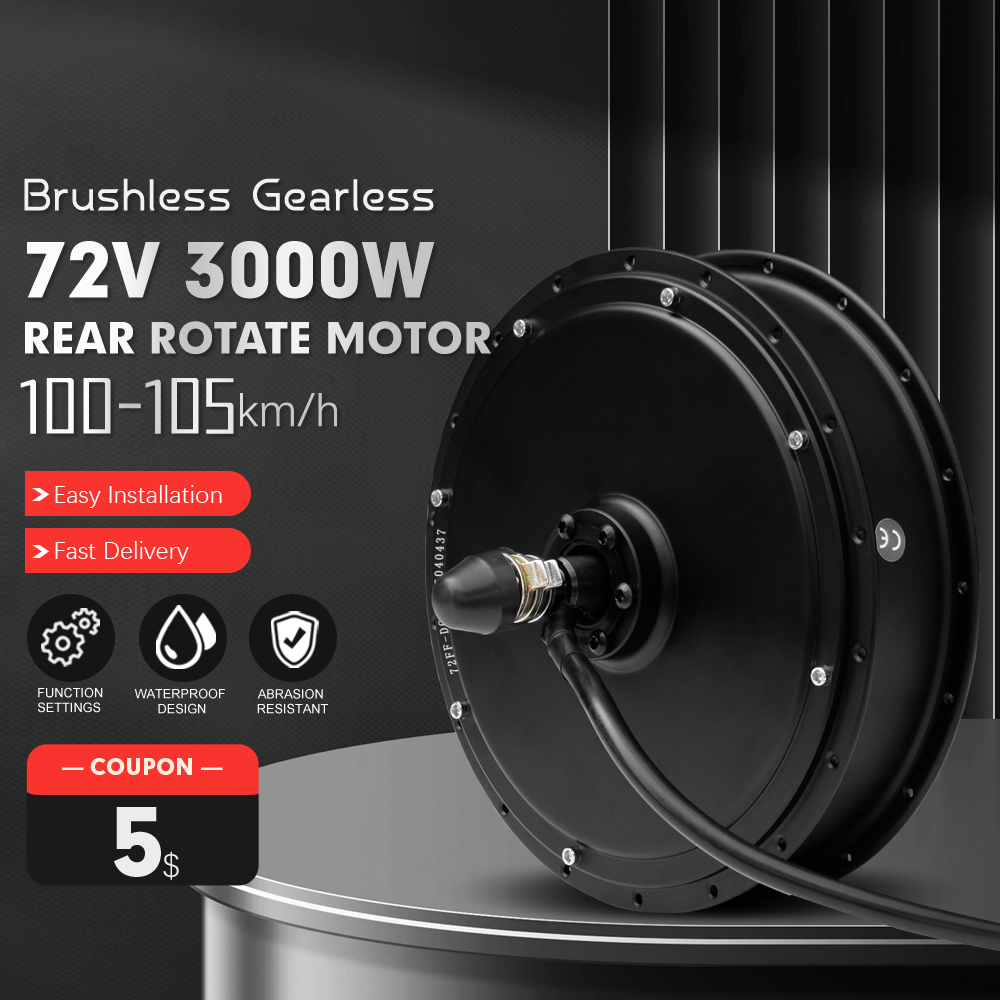 Ebike Conversion Kit 72V 3000W - 電動自転車モーター 72V 3000W 速度95-105km/h リアローターブラシレスノンギアハブモーター エバイクコンバージョンキットおよびスクーター用