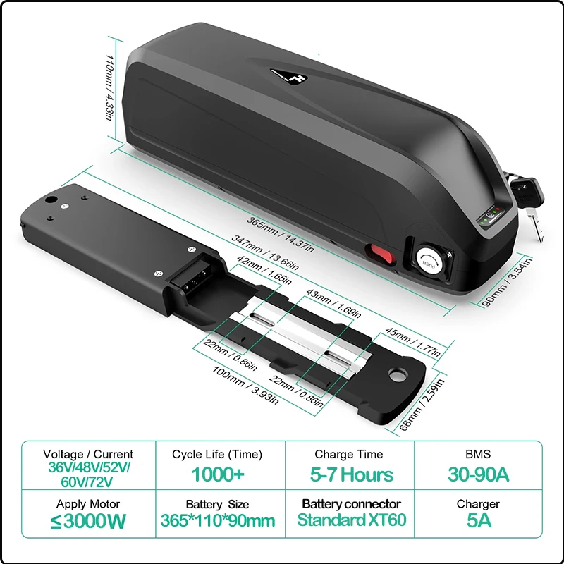72V60V 48V 20AH 52V 36V 30AH 4 - Ebike Battery 48V 20Ah Hailong のレビューと価格