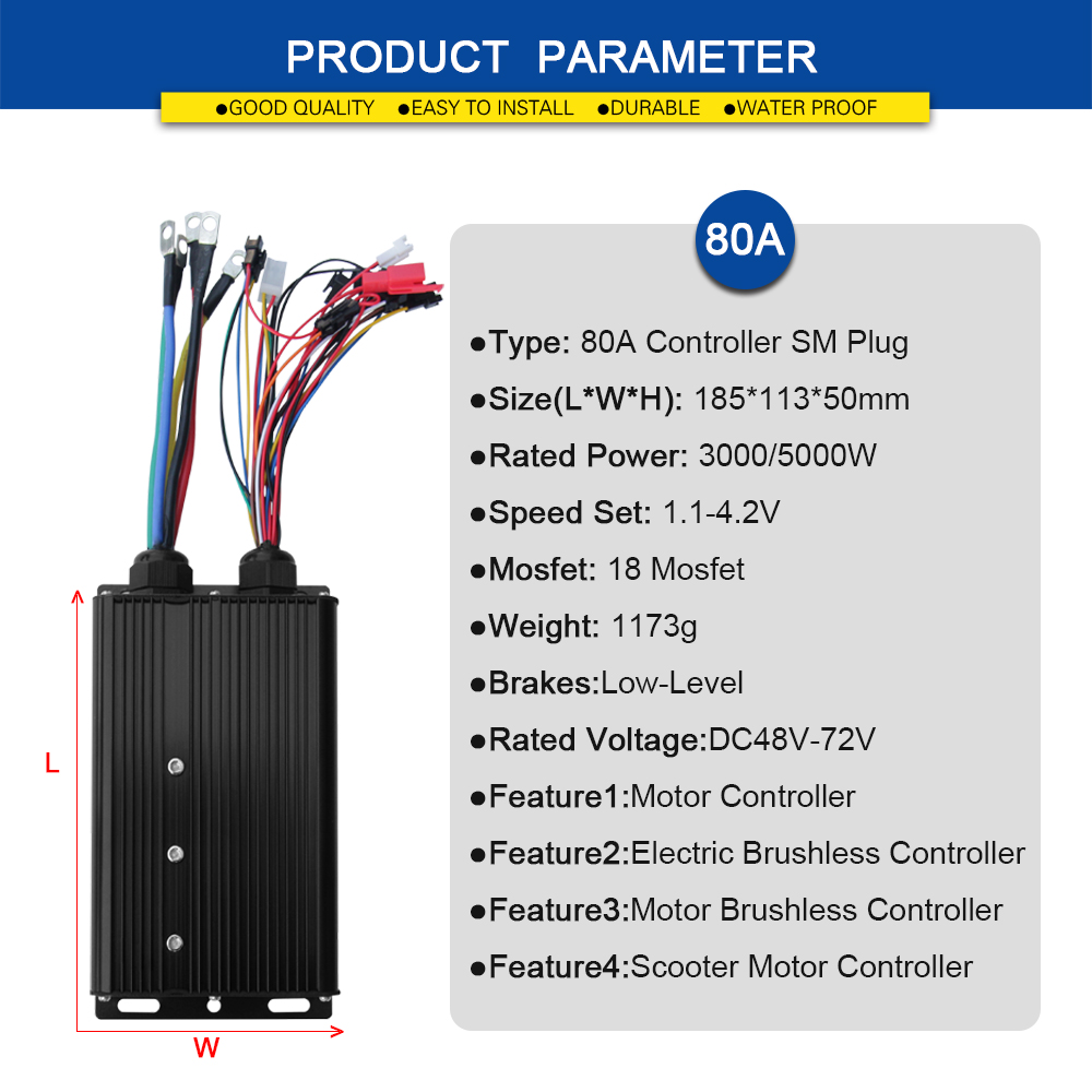 電動自転車用正弦波コントローラー 48V 72V 80A ラ - Sine Wave Controller 48V 72V 80A のレビューと価格