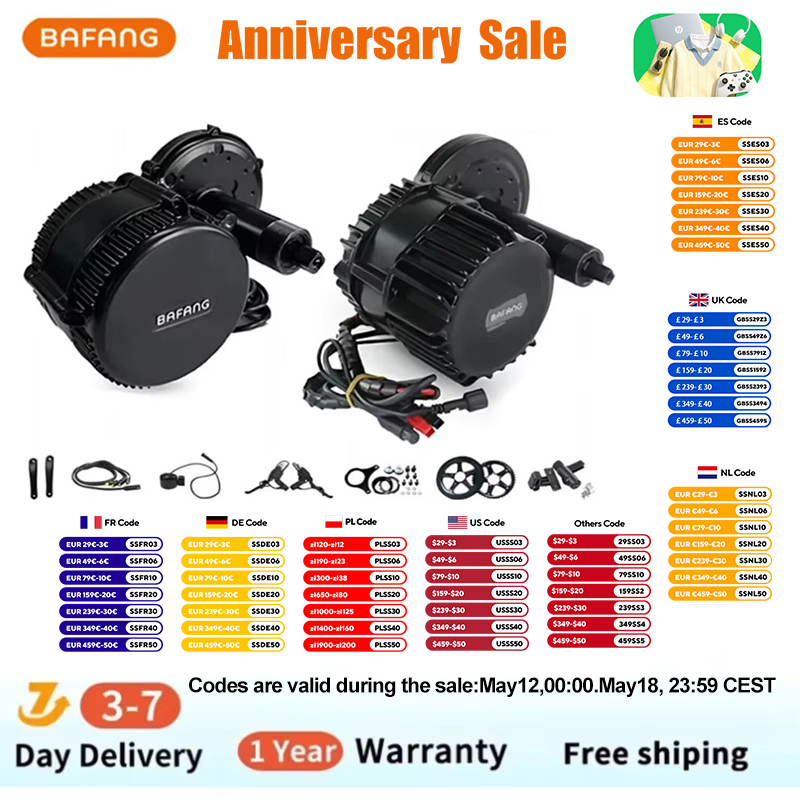 Bafang-電動自転車電動キット,ボトムブラケットのモータ - Mid Drive Motor Kit 52V 1000W のレビューと価格