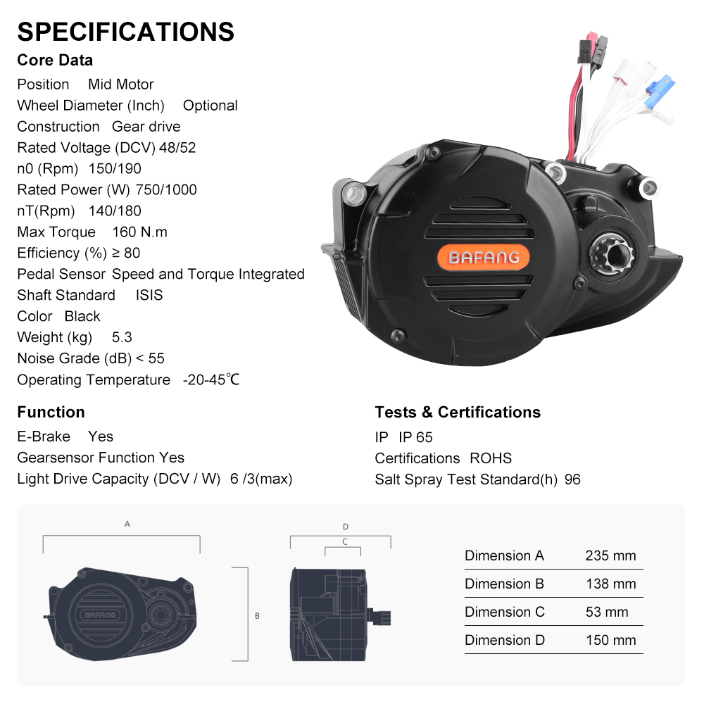risunmotor M620 G510 48V 52V 1 - Mid Drive Motor Kit 52V 1000W のレビューと価格