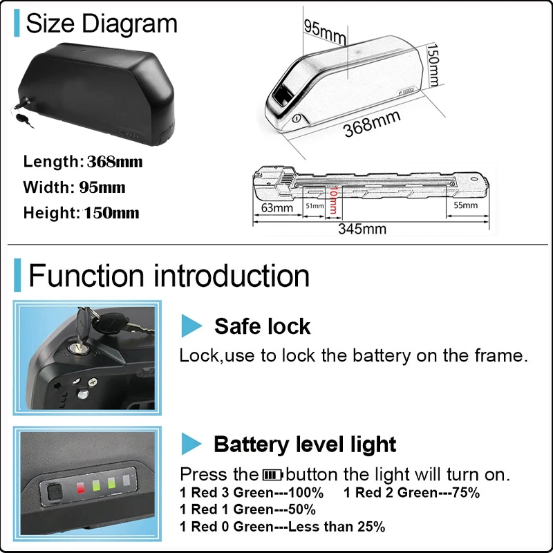 Cham 36 60 52v 48v 72v 45ah 60 - Ebike Battery 48V 20Ah Hailong のレビューと価格